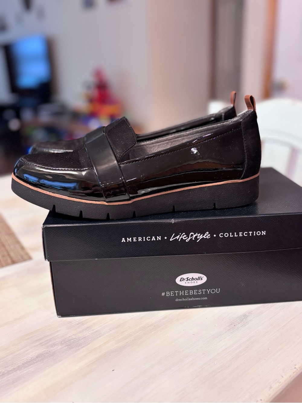 EUC Dr. Scholl’s Women’s Webster Black Loafer Shoes 10M Slip On Patent Leather - Picture 3 of 8